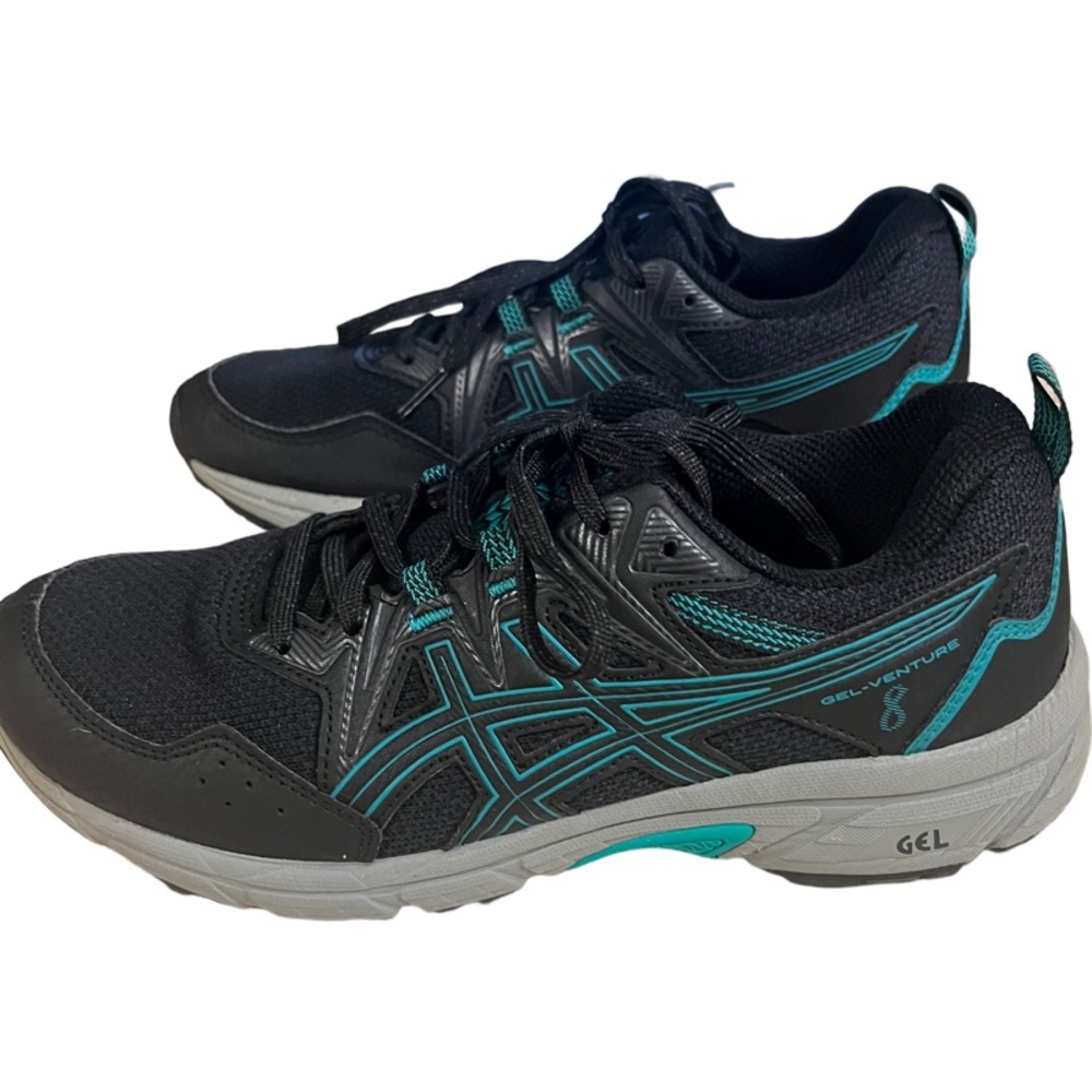 Asics Gel-Venture 8 Black and Teal Athletic Shoes
